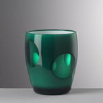 Bicchiere Fish Eye verde in acrilico con oblò trasparenti, design estivo Mario Luca Giusti