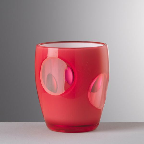 Bicchiere Fish Eye fucsia in acrilico con oblò trasparenti, design estivo Mario Luca Giusti