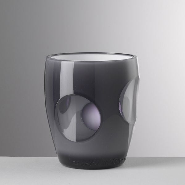 Bicchiere Fish Eye grigio in acrilico con oblò trasparenti, design estivo Mario Luca Giusti