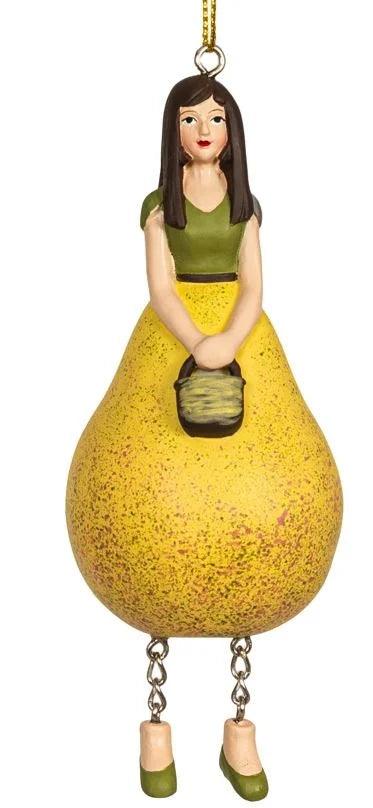 Fairy Flower artigianale a forma di pera in resina dipinta, decorazione creativa da appendere o usare come segnaposto o nappa per mobili