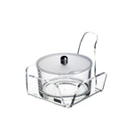 Formaggera Vesta Home in acrilico trasparente con coperchio satinato e cucchiaino, design moderno e artigianale