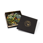 Piatto frutta Exotic Jungle Midnight di Simone Guidarelli con elegante confezione regalo nera e dettagli oro.