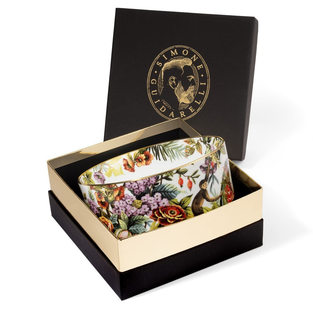Insalatiera Exotic Jungle White in porcellana con confezione regalo raffinata