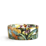Insalatiera Jungle White con decori tropicali e bordo in vero oro