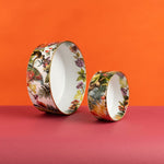 Insalatiera Exotic Jungle White Simone Guidarelli con coppette coordinate tropicali