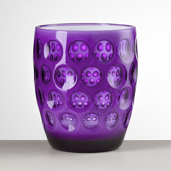 tumbler Lente basso viola interno bianco Mario Luca Giusti in acrilico, design elegante e infrangibile, perfetto per tavole estive di charme