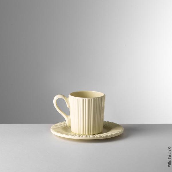 Set tazzina e piattino Lucilla Mario Luca Giusti in melamina avorio effetto porcellana, elegante, infrangibile e lavabile in lavastoviglie