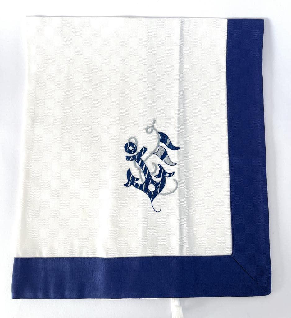 Marika de Paola - Pure cotton kitchen towel, embroidered with a maritime motif