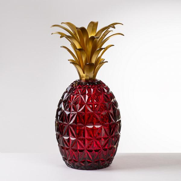 Melissa Mario Luca Giusti porta posate ananas in acrilico rubino con corona oro, icona di design per ambienti eleganti e contemporanei

