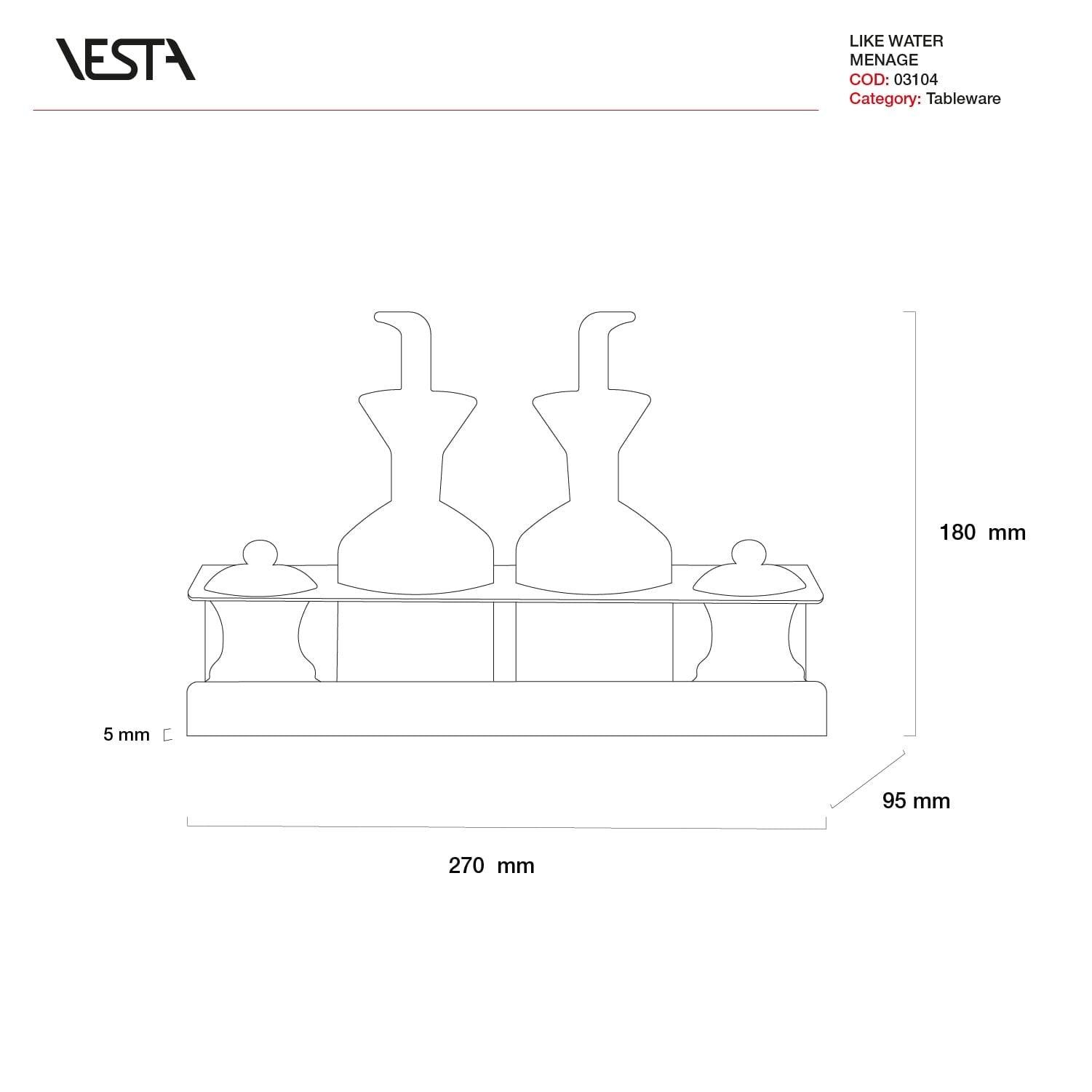 Menage da tavola LIKE WATER (oliera, acetiera, sale e pepe) - collezione VESTA - MARIKA DE PAOLA - HOME DECOR