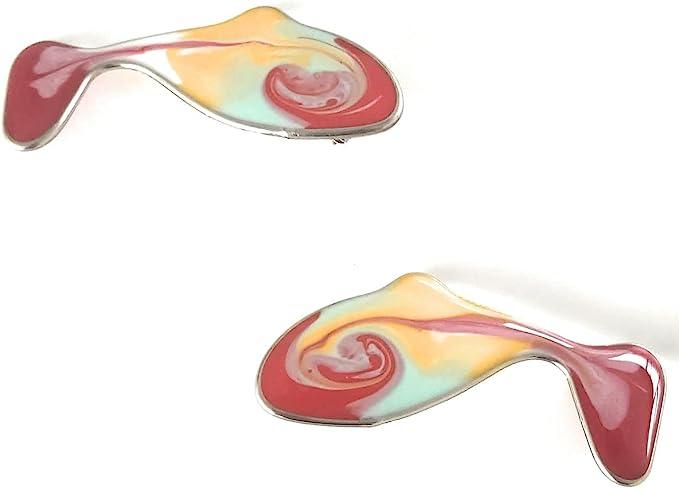 Boucles d'oreilles Pesciolini multicolores en acier chirurgical et résine, faites à la main, pièces uniques, artisanat 100% fabriqué en Italie par Vulca