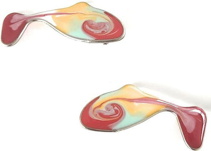 Boucles d'oreilles Pesciolini multicolores en acier chirurgical et résine, faites à la main, pièces uniques, artisanat 100% fabriqué en Italie par Vulca