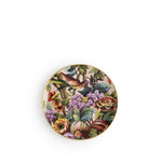 Piattino pane rose Exotic Jungle di Simone Guidarelli in porcellana con decorazioni tropicali e bordo dorato disponibile in sei varianti colore.