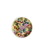 Piattino pane avocado Exotic Jungle di Simone Guidarelli in porcellana con decorazioni tropicali e bordo dorato disponibile in sei varianti colore.