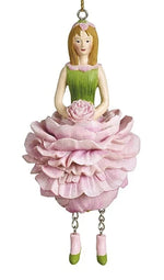 Fairy Flower artigianale a forma di peonia rosa in resina dipinta, decorazione creativa da appendere o usare come segnaposto o nappa per mobili