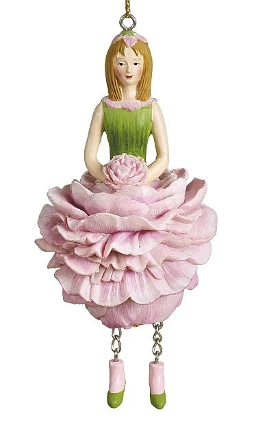 Fairy Flower artigianale a forma di peonia rosa in resina dipinta, decorazione creativa da appendere o usare come segnaposto o nappa per mobili