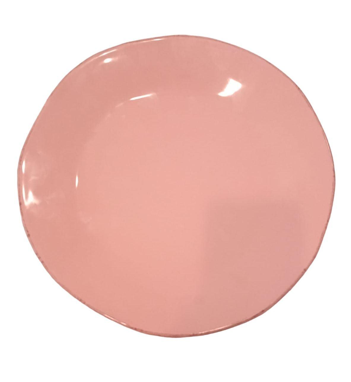 Piatto piano rosa in ceramica artigianale linea Materia di Arcucci
