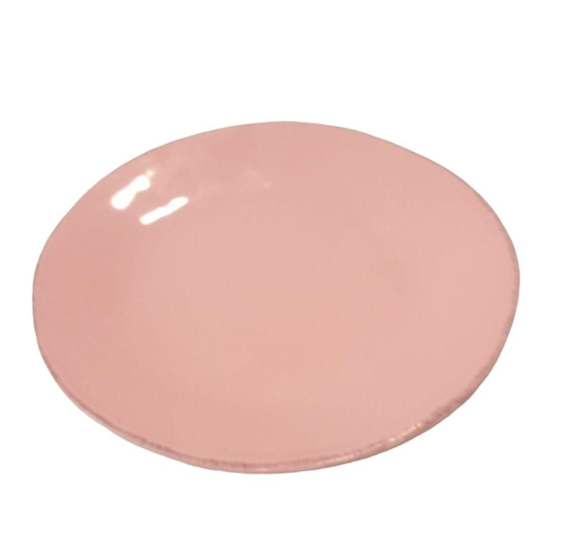 Piatto piano rosa in ceramica artigianale linea Materia di Arcucci