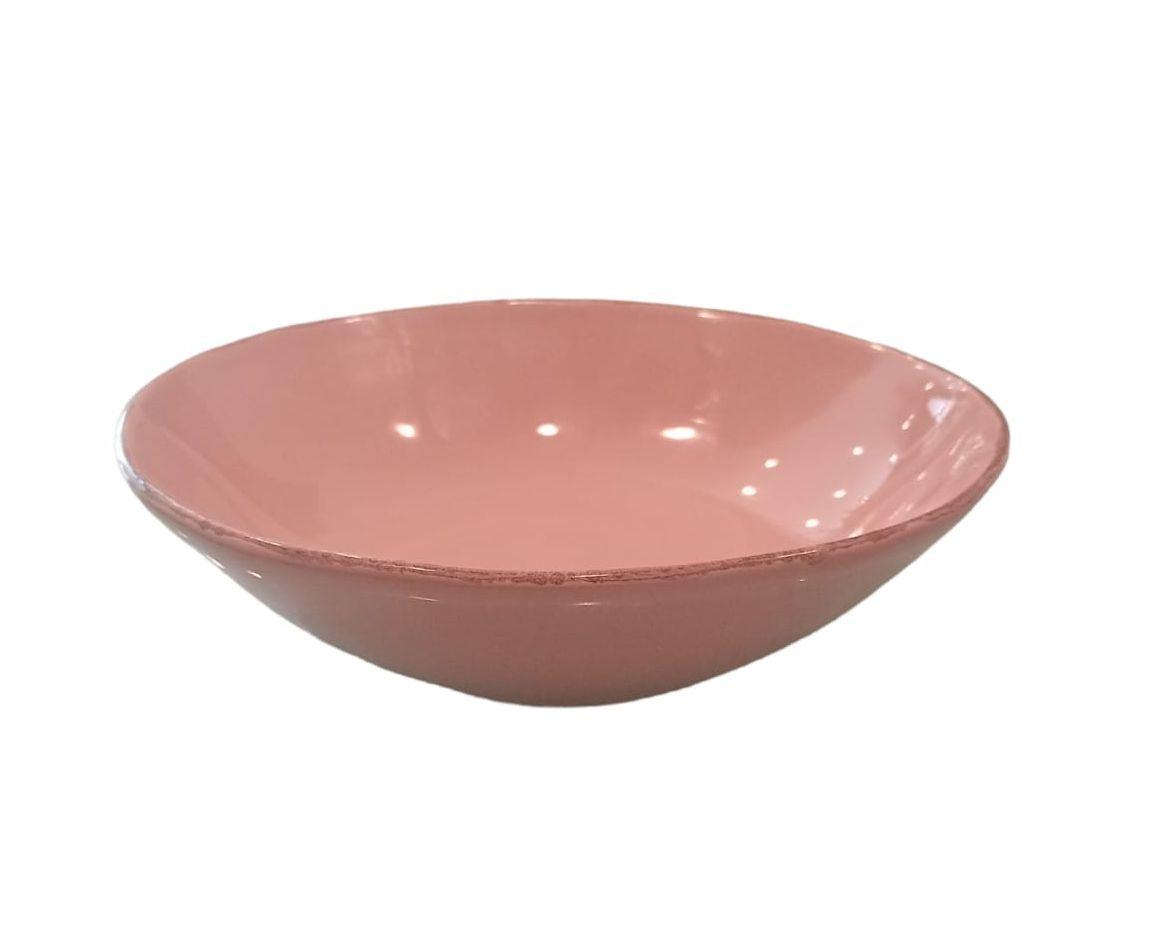 Piatto fondo rosa artigianale linea Materia di Arcucci