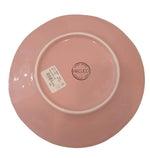 Retro piatto rosa in ceramica linea Materia con logo Arcucci e scritta Hand Made in Italy
