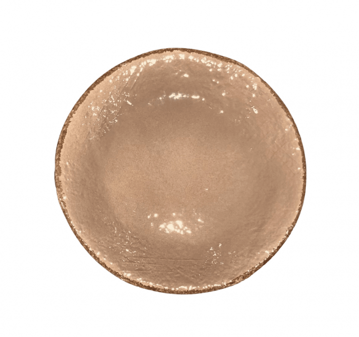 Piatto Preta in ceramica color fango Arcucci Trade, effetto pietra, smalto lucido e bordo rifinito a mano