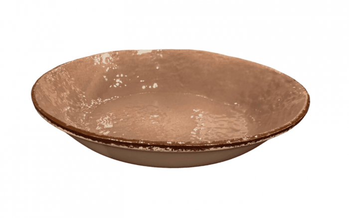 Piatto Preta in ceramica color fango Arcucci Trade, effetto pietra, smalto lucido e bordo rifinito a mano