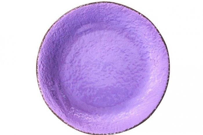 Piatto dessert Preta in ceramica color lilla Arcucci Trade, effetto pietra, smalto lucido e bordo rifinito a mano