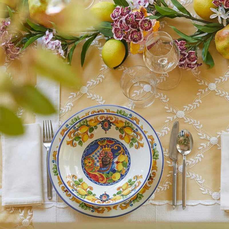 Caltagirone Porcelain Plates, Hand Made, EDG Enzo De Gasperi Design