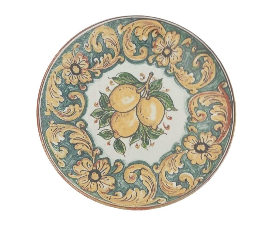 Piatti Piani in Porcellana, realizzati a mano, Limoni di Caltagirone