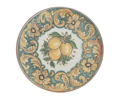 Piatti Piani in Porcellana, realizzati a mano, Limoni di Caltagirone