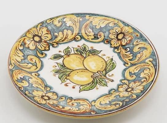 Piatti Piani in Porcellana, realizzati a mano, Limoni di Caltagirone