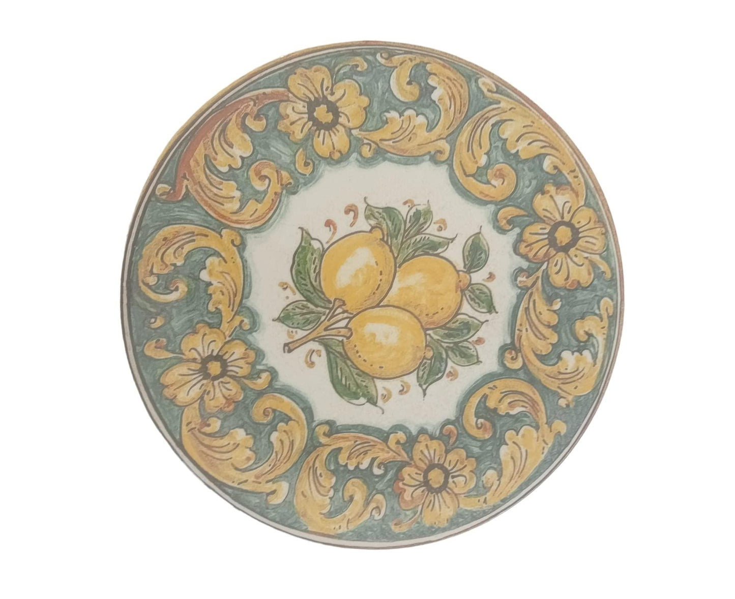 Piatti Piani in Porcellana, realizzati a mano, Limoni di Caltagirone