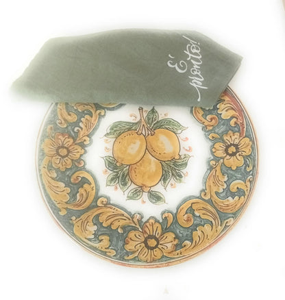 Piatti Piani in Porcellana, realizzati a mano, Limoni di Caltagirone