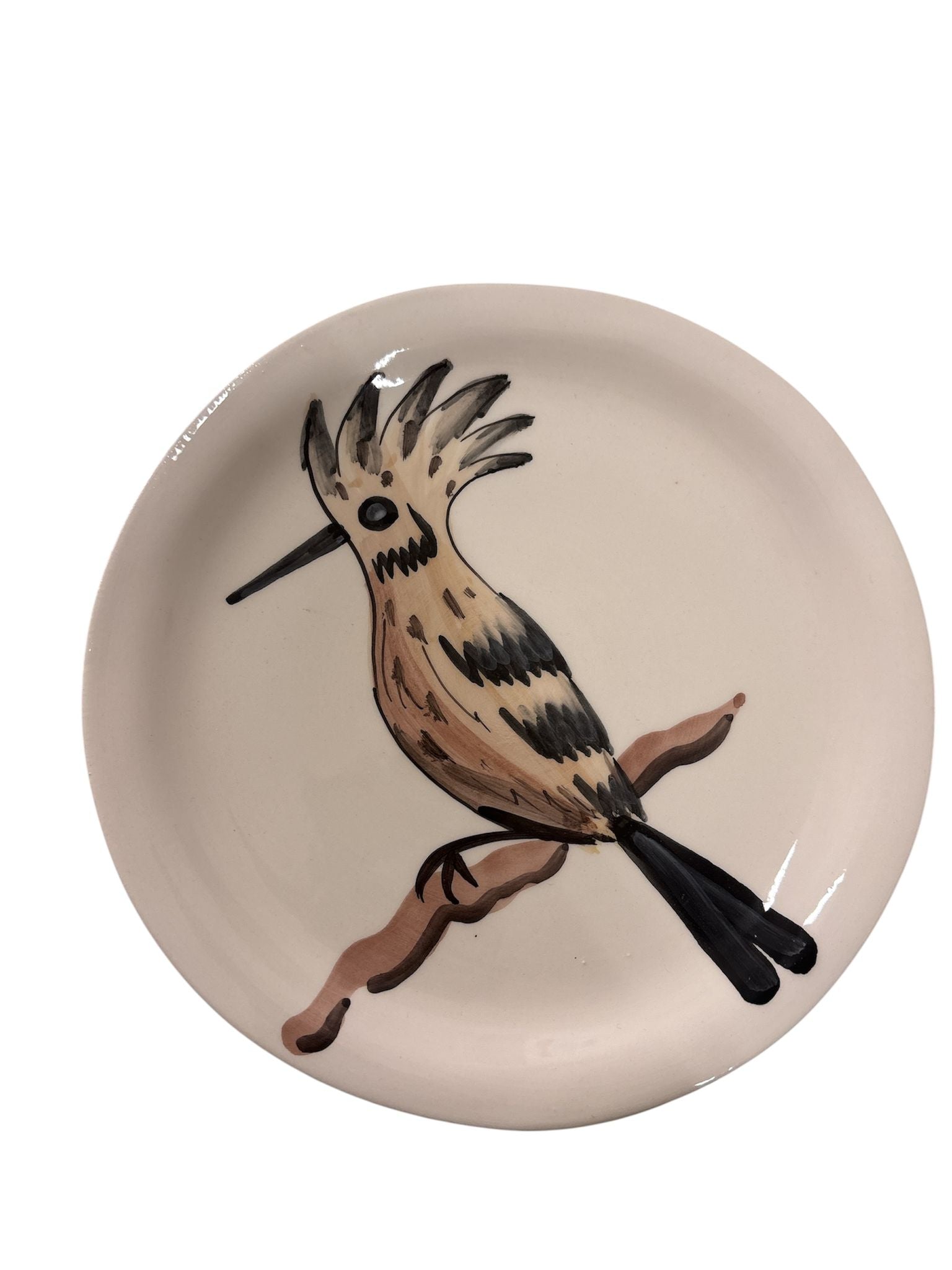 Piatto Selva in ceramica artigianale con upupa dipinta a mano – Virginia Casa Made in Italy
