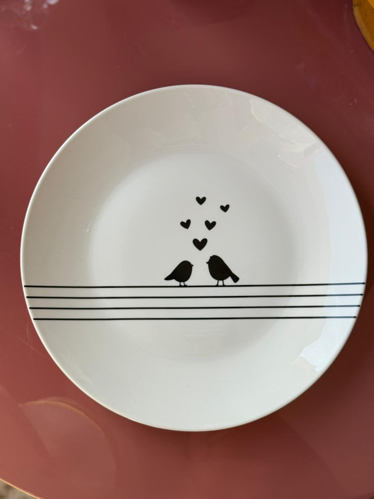 Piatto romantico con uccellini in ceramica - Clayre & Eef