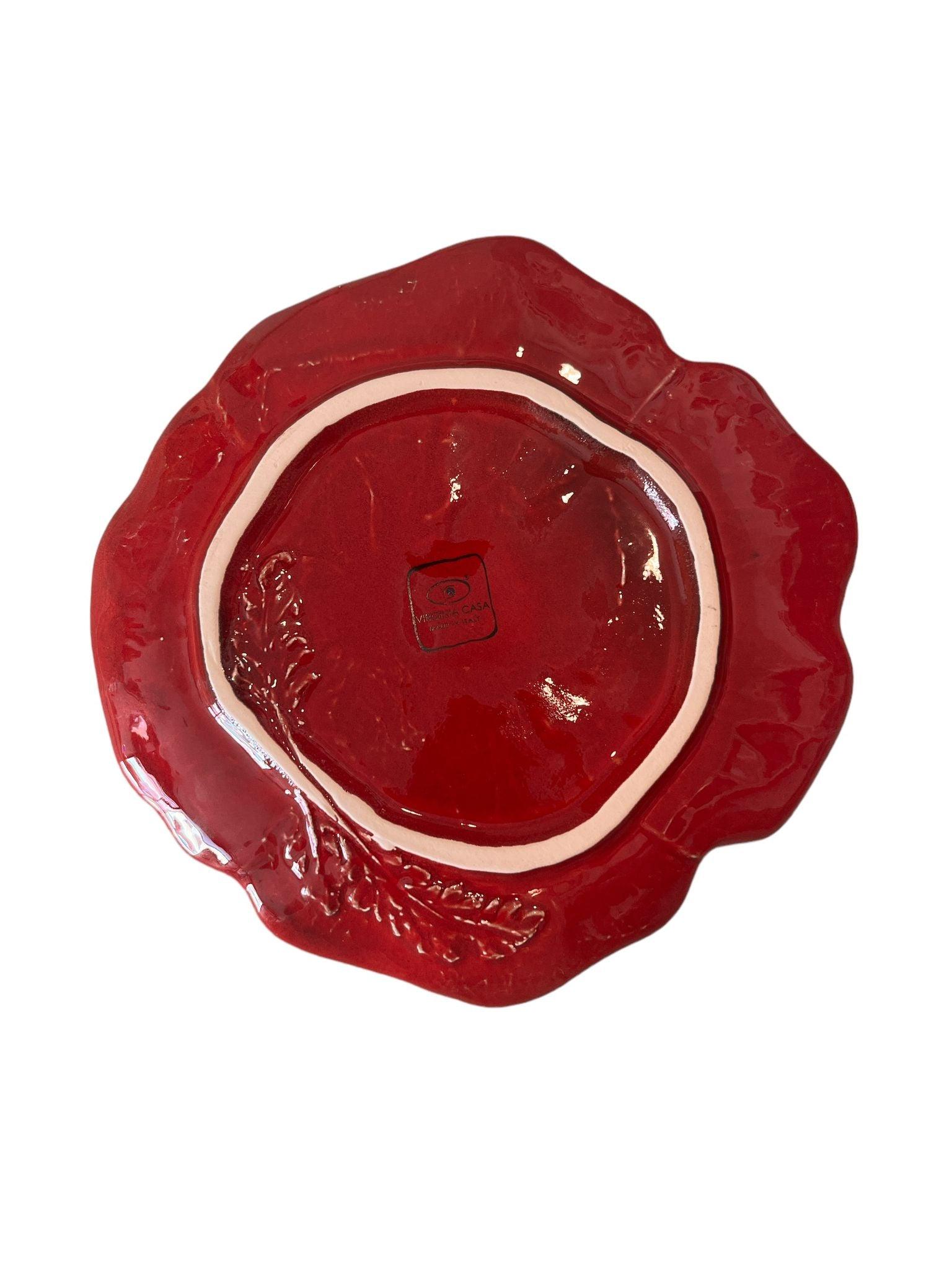 Retro piatto papavero rosso in ceramica Virginia Casa Ø16 e Ø22 cm con logo e Made in Italy
