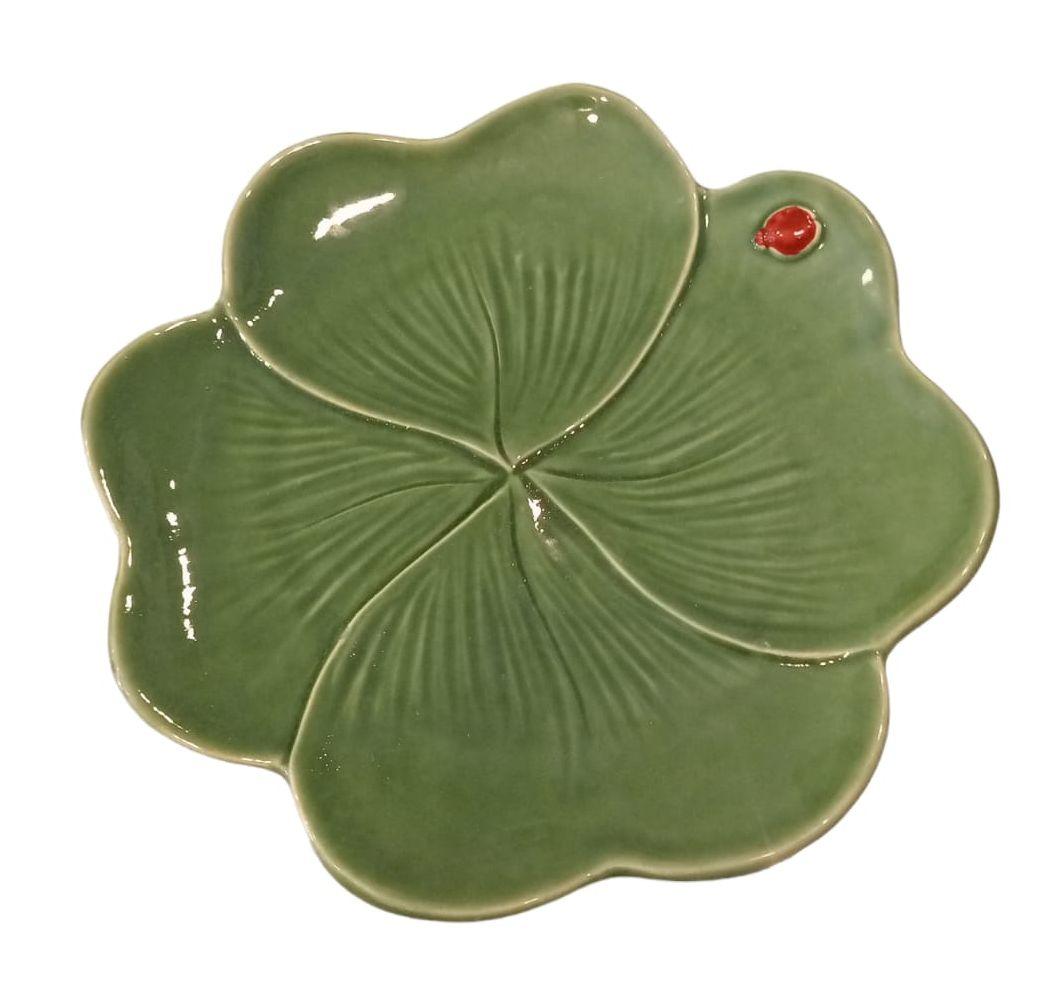 Piatto ceramica Quadrifoglio verde Virginia Casa Ø23 cm con coccinella