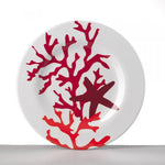 Piatto da dessert rosso in melamina Mario Luca Giusti con decoro marino corallo