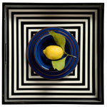 Set 3 piatti Saint Tropez blu visti dall'alto con limone al centro in melamina Mario Luca Giusti