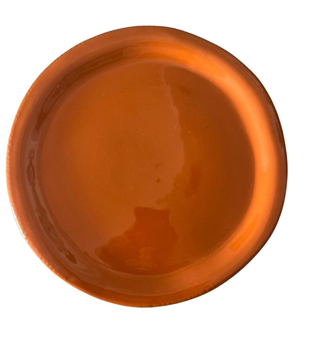 Piatto piano arancio in ceramica artigianale linea Tavolozza Virginia Casa, fatto e smaltato a mano

