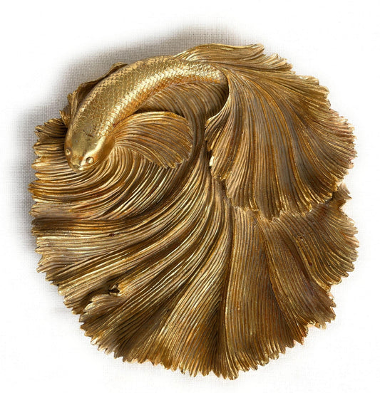 Wooden and resin tray plate, gold color, design furniture by Enzo De Gasperi