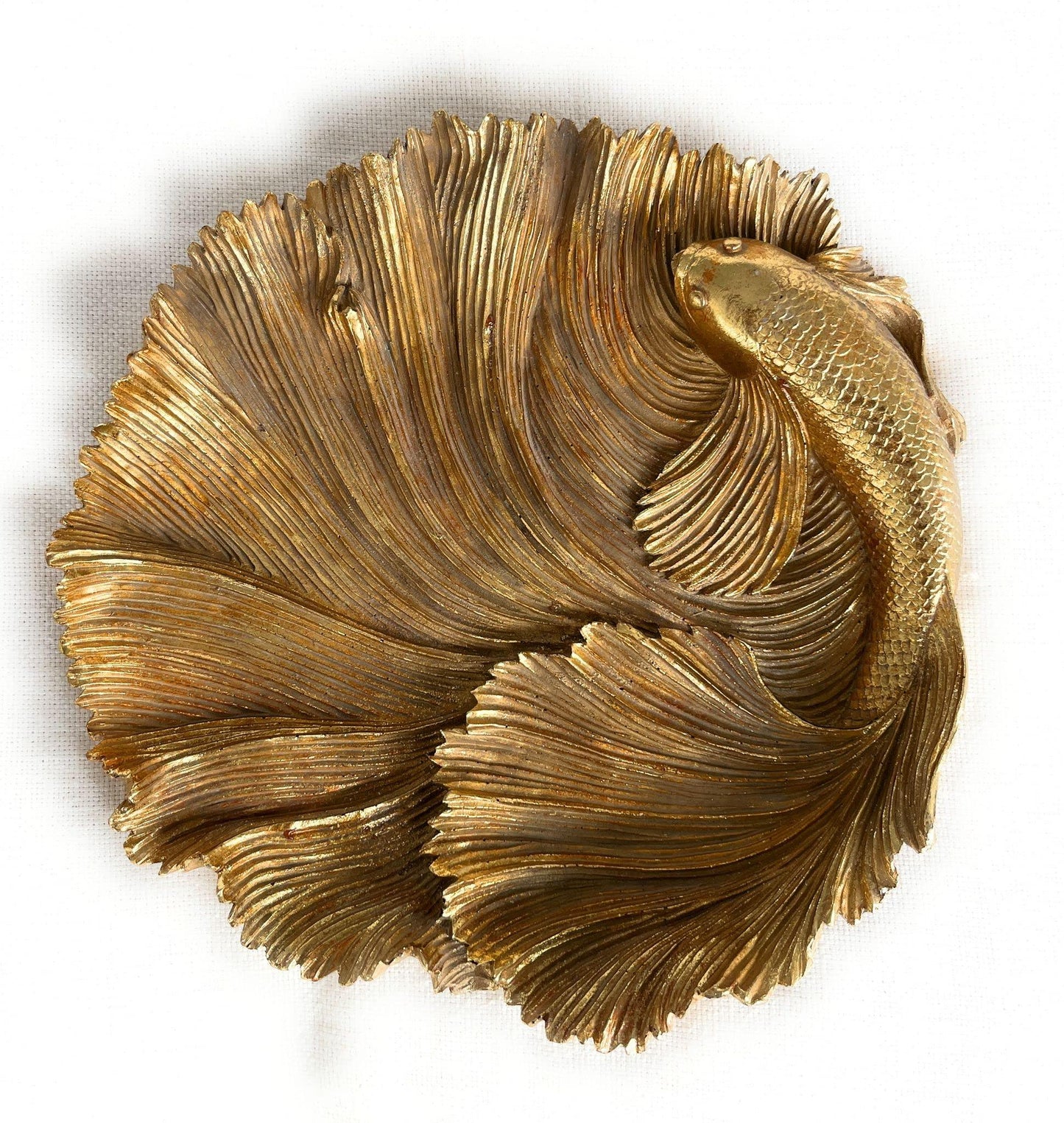 Wooden and resin tray plate, gold color, design furniture by Enzo De Gasperi