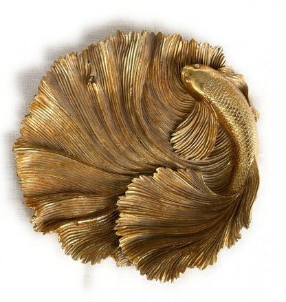 Wooden and resin tray plate, gold color, design furniture by Enzo De Gasperi
