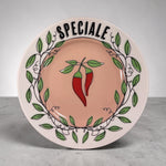 Piatto “Speciale” Ø 16 cm in porcellana – Rosa cipria e peperoncini