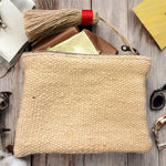 Retro pochette in tessuto berbero vintage Marika Selection color panna, accessorio artigianale sostenibile