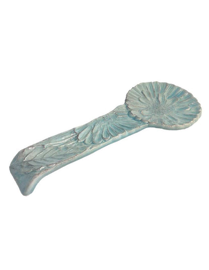 Poggia mestolo margherita turchese Virginia Casa, linea Romantica 29 cm in ceramica artigianale.