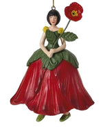 Fairy Flower artigianale a forma di papavero rosso in resina dipinta, decorazione creativa da appendere o usare come segnaposto o nappa per mobili