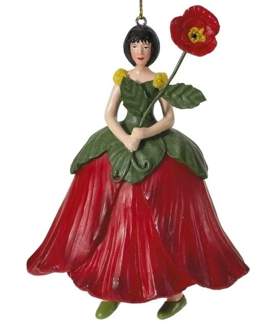 Fairy Flower artigianale a forma di papavero rosso in resina dipinta, decorazione creativa da appendere o usare come segnaposto o nappa per mobili