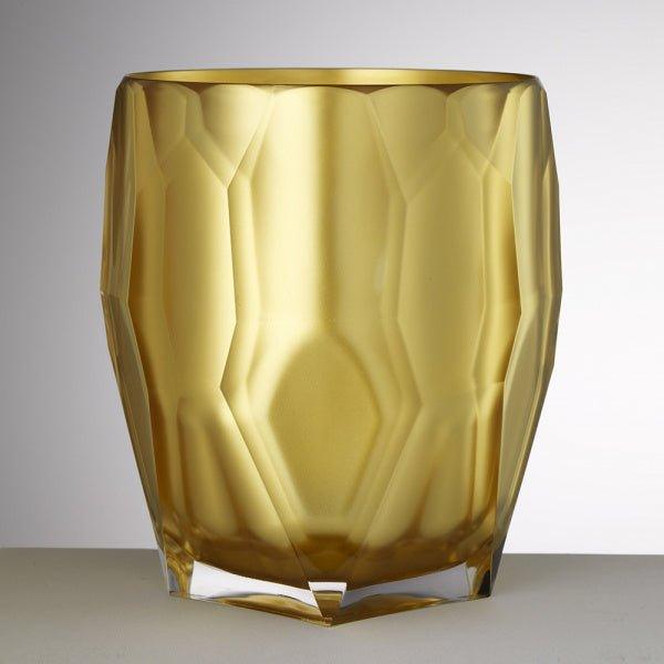 Antartica color oro di Mario Luca Giusti, porta bottiglie o vaso in cristallo acrilico sfaccettato, elegante e resistente