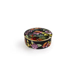 Portagioie Exotic Jungle Black in porcellana con coperchio decorato e bordo oro